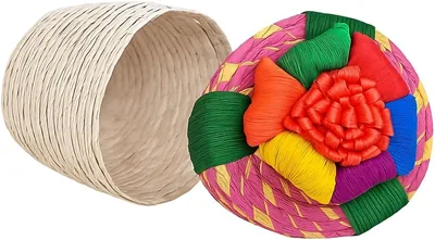 Cesto Alhajero Mini Dulcero Artesanal de Palma Recuerdo, Hecho a Mano en Combinación de Colores Flor (Set 10) - Mejor Oferta