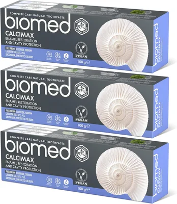 BIOMED Calcimax tandpasta 3x100g - 70% Off! Stärka och återställ småtand, förhinder huvudväxt