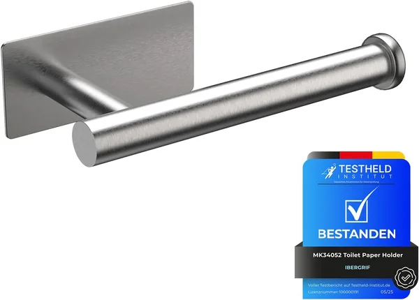 Ibergrif MK34052 Chrome Toilet Roll Holder Wall Mounted, Self Adhesive Toilet Paper Holder for Bathr