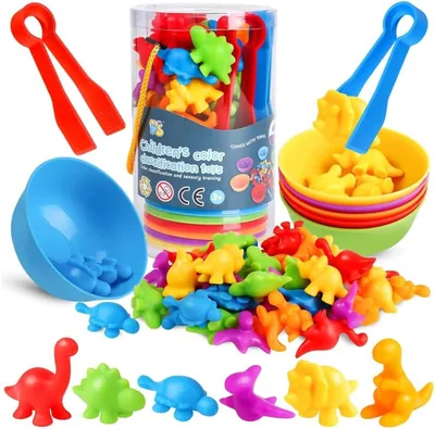 AMERTEER 48 Pcs Counting Dinosaurs Toys - Montessori Learning
