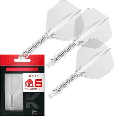 Target Darts K Flex Integrated Dart Flights i Sztylety, Nr 6 Biały (Krótki) | Zestaw 3 Rzutek K-Flex - No6