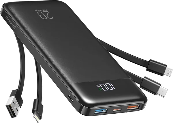 Power Bank Charmast con Cavi Integrati, 22.5 W 20000 mAh, Caricabatterie Portatile con 5 Uscite e 4 Ingressi - Sconto 13%