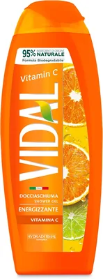 Vidal - Schiuma Doccia Vitamin C, Formula Energizzante, Fragranza Arancia e Limone, Testata Dermatologicamente, 250 ml | Sconto 20%