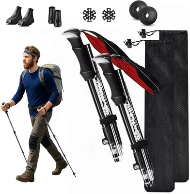 Bebeay 2 Piezas Bastones Trekking Plegables, Ajustables 130cm, Ultraligeros, Aleación - Mejor Oferta