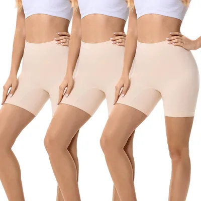 Falary Leggings Shorts Boxer para Mujer - Paquete de 3 (Negro, Beige, Blanco) - Tallas XS-2XL