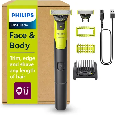 Philips OneBlade 360 con Bluetooth, Máquina de Afeitar para Hombre, Recortador de Vello Corporal y Facial, 2 Lames, 5 Longitudes, 6 - Mejor Oferta