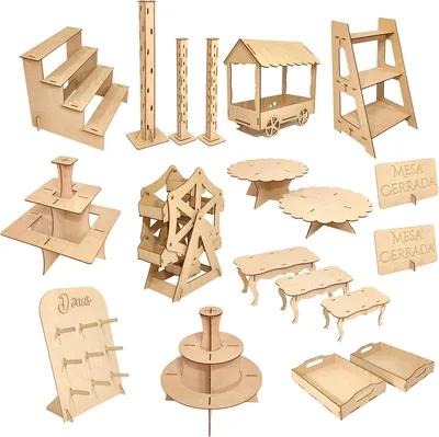 Set Alivagero/KIT P7 CANDY BAR para Mesa de Dulces - Bases, Charolas y Porta Cupcakes
