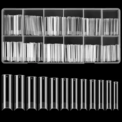 KOXXIAMOQ 240 Stk Nagelspit for Gelnaglar, Natürliga Nagelspit, Falska Nagler, Kvarterlig Form, Extra Länga Artificala