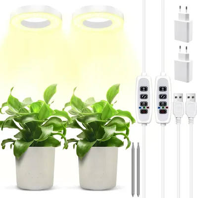 GUHAOOL 2Stk LED Växlingstjärn, Fullspektrum Plantlicht, Höghet Ajusterbart 48LED Med Timme 3/9/12 Timmar
