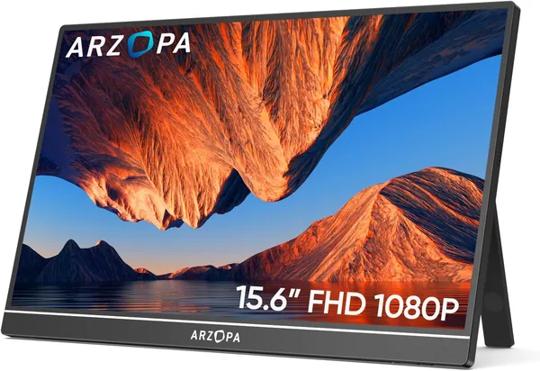 ARZOPA Portable Monitor 15.6" IPS FHD Ultra-Thin Second Screen for Laptop/PC/Mac/PS3/4/5/Xbox