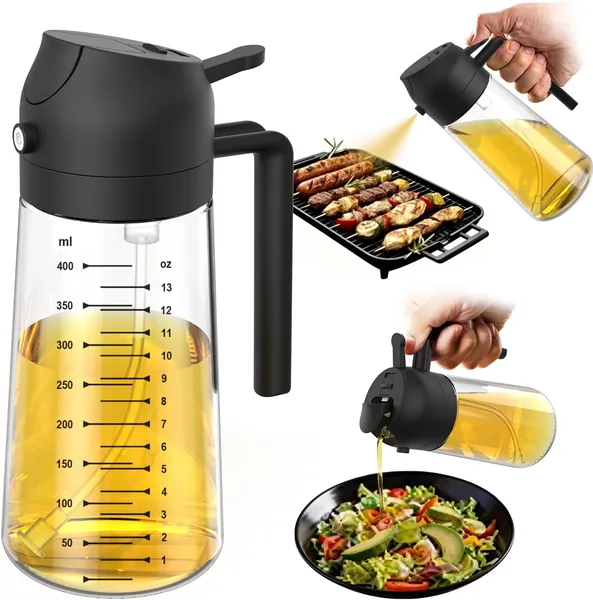 TrendPlain Pulverizador de azeite de oliva de vidro de 470 ml para cozinhar