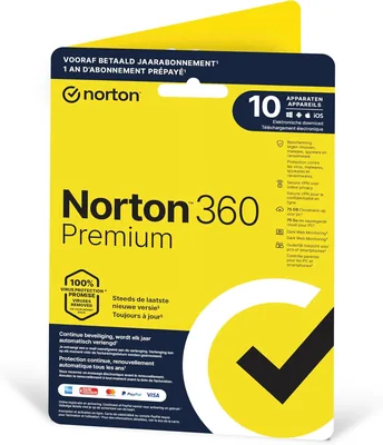 Norton 360 Premium 2025 - 10 appareils - 1 an - Sécurité appareil - Surveillance Dark Web - VPN sécurisé et gestion de mots de passe - PC/Mac