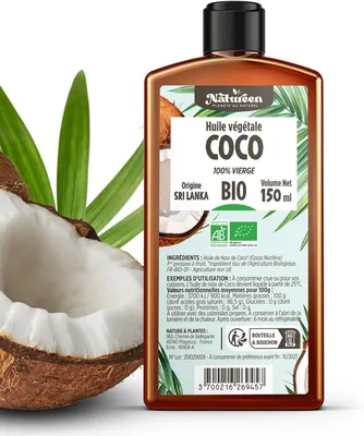 Huile de Coco Organique 150 ml - 100% Vierge - Planète au Naturel - Première Pression à Froid - 100% Bio - Cuisine et Cosmétiques (85% Off)