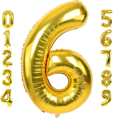 Goldedge Number 6, 32 Inch Gold Balloons - Party Decorations
