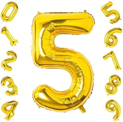 Goldedge Number 5 Foil Balloons, 32 Inch Gold - Save 74% Off