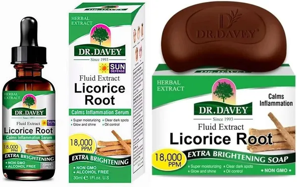 Dr. Davey 100% Original Pure Natural Licorice Root Serum (30ml) and Extra Brightening Soap (100g)