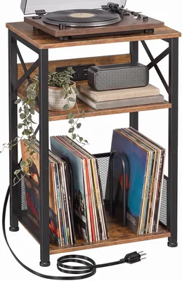 Turntable Stand Rustic Brown - Type-C Charging