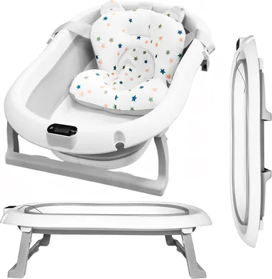 Almar Bañera Plegable para Bebés de 0 a 24 Meses Gris con Asiento Reductor Termómetro Antideslizante para Recién Nacidos