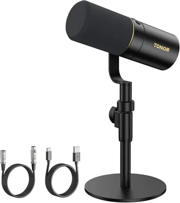 Microphone TONOR USB/XLR avec support de bureau dynamique, Microphone cardioïde pour podcasting, jeux vidéo, diffusion, enregistrement vocal, chant - Meilleur Prix