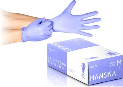 HANSKA 100 Guanti Nitrile Viola - Senza Polvere - Monouso - Ambidestri - Non Sterili - Base di Gomma - Adatti a Sport e Tempo Libero