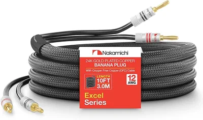 Nakamichi Excel Series 24k Gold Plated Banana Plug with 10 Feet Speaker Cable, Best Deal