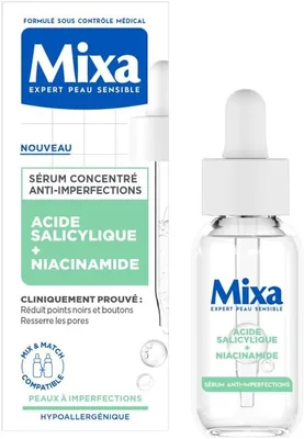 Serum Mixa Niacine Anti-imperfection à l'Acide Salicylique 1 fl oz | Réduit les boutons et les points noirs, affine le teint