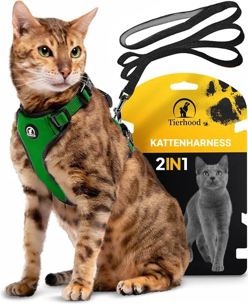 Tierhood Katenharnas, geen kop overdoen, inclusief Leash - voor kleine katten - harnas met katleash - harnas c