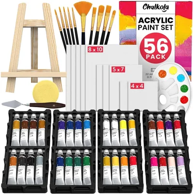Chalkola Acrylic Paint Set - 56 Pcs Canvas Kit | 19% Off