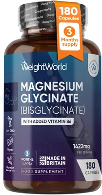 Magnesium Bisglycinat Kapsler - 1422 mg Magnesium Bisglycinat med Vitamin B6 - 200 mg Elementär Magnesium - Bisglycinat, 10% Off
