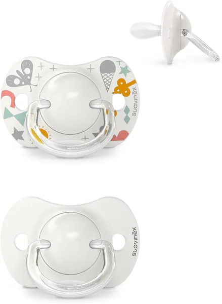Suavinex, Pack de 2 Chupetes con Teta Físiológica de Silicona SX Pro Más Plana y Flexible para Bebés de 0 a 6 Meses - Pacifi