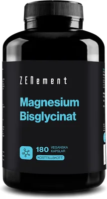 Magnesium Glycinat (Bisglycinat), Cheliert Magnesium Supplementer | 180 Vegana Premium Magnesium Kapslar (3 Månads Levering)
