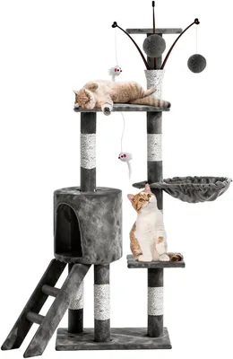 Raganet, Árbol Trepador y Rascador para Gatos, Castillo con Escaleras, Hamaca, Cubier