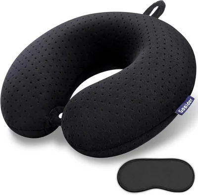 Gosider Noir Oreiller de Voyage en Mousse Mémoire pour le Cou et la Tête, Forme U Souple pour Avion, Voiture et Maison Best Deal