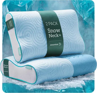 Almohada Dreamlab Snow Neck+ 2x | Espuma Memoria con Gel y Tela Fría al Tacto | Hipoalergénica, Ergonómica
