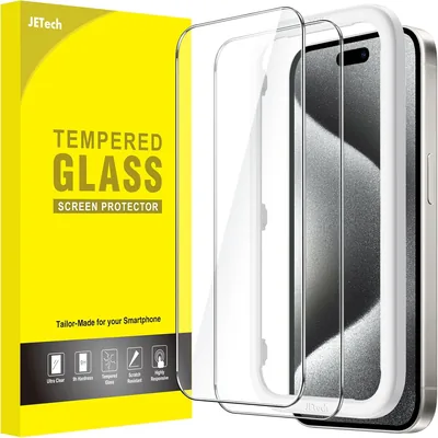 JETech Screen Protector för iPhone 15 Pro 6.1 Inch, Bubble Free, Tempered Glass Film med enkelt installering - Best Deal