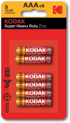 KODAK Carbon Zinc AAA Batteries 6 Pack