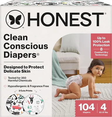The Honest Company Comfort Dry Pañales desechables para piel sensible, hipoalergénicos, viajes espaciales + camiones grandes, Best Deal
