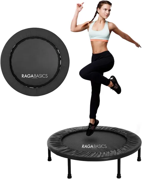 Raganet, Trampolín para Acondicionamiento Físico de 93cm, Brincolín Plegable de Fitness con Base de 6 Patas y 24 Resortes, Ejercicio de Gimnasio Aeróbico, Resistente y Duradero - 40% Descuento