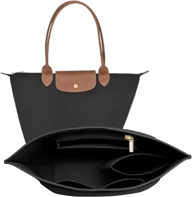 LOUKAYCCI Felt Organiser Insert for Longchamp Le Pliage L Bag, Black