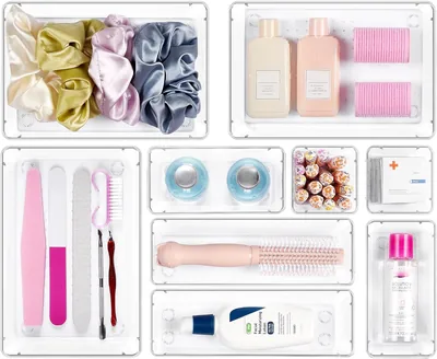 Vtopmart 9 PCS Clear Drawer Organiser Set