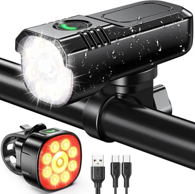 Rolgno Bike Lights Front Back Set 8+7 Modes