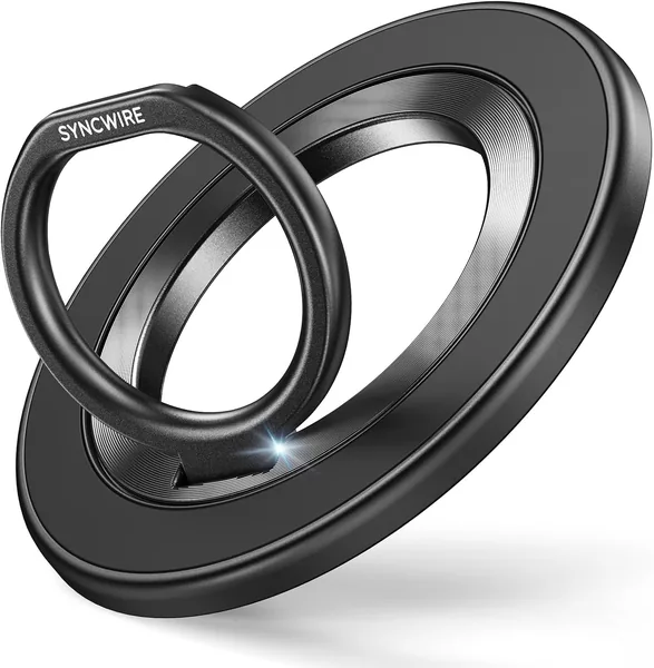 SYNCWIRE Dual-Sided Magnetic MagSafe Ring Phone Ring Ultra-Strong Magnet MagSafe Ring Magnetic Bunker Ring Ultra-Strong Thin Adjustable Angle Easy On/Off Compat
