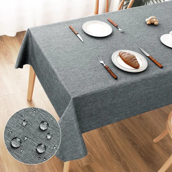 AooHome Washable Tablecloth, Grey Tablecloths