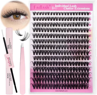 Fadlash Individuele Wimpers Cluster Wimpers 0.07 D Krul 8-16mm 40D Verlengingen Kit Natuurlijke Cluster Wimpers met 17% Korting
