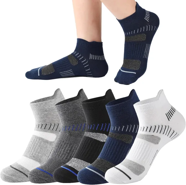 Infino Men's Athletic Socks (5 Pack) - Low Cut, Sweat Wicking, Anti-Odor, Comfortable for All Season
