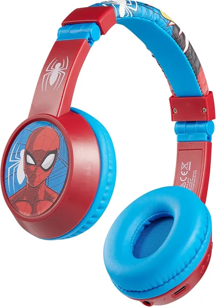Disney Spider-Man Padded Bluetooth Headphones for Kids | 85dB Safe Audio | Microphone | 13hr Playtime