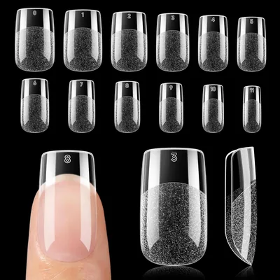 Caps de gel américain carré court, 120 pièces - 12 tailles Full Cover