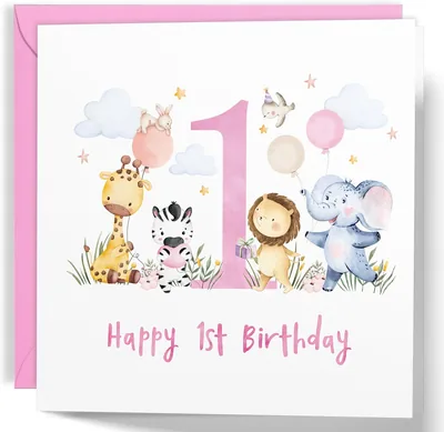 Cute Jungle Birthday Card for Girls - Pink Best Deal
