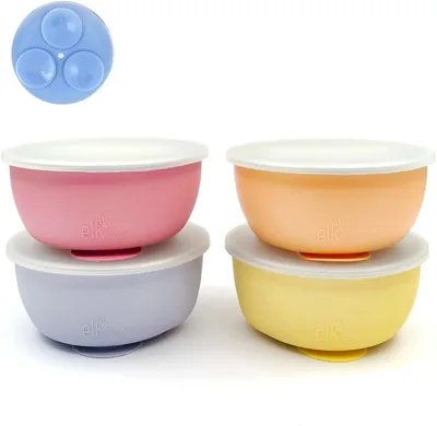 Elk & Friends Stainless Steel Bowls with Silicone Sleeve - Stay Put Suction, Lids Included, Best Deal