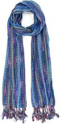 Humble Hilo Boho Hand Woven Scarf - Multi-Colored, Summer LightWeight Head & Neck Shawl for Women